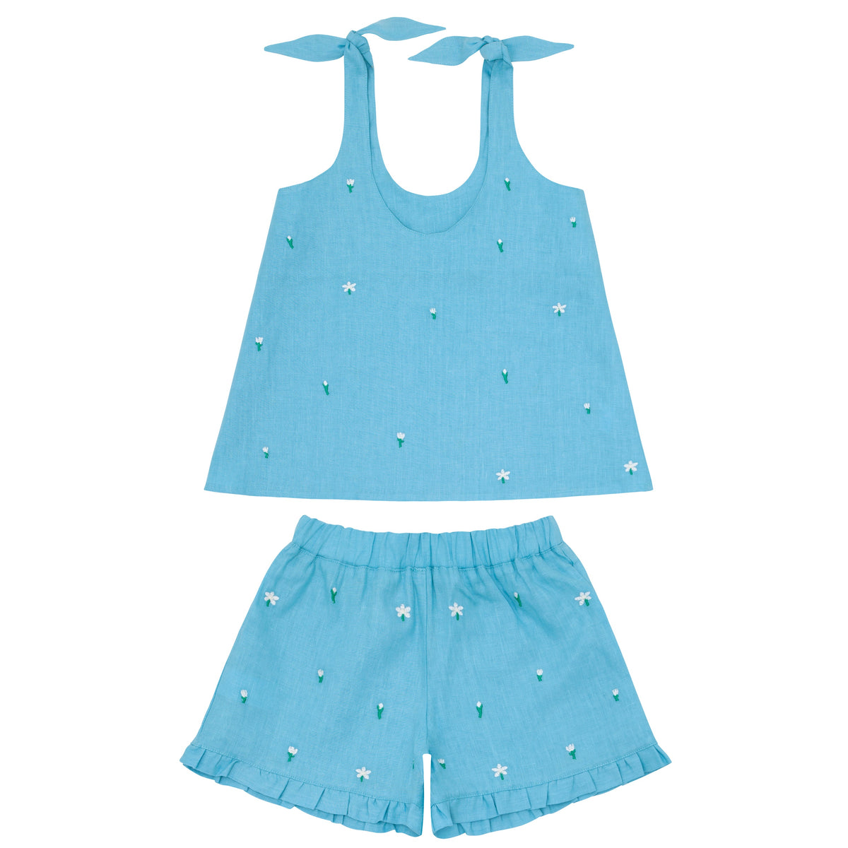 minnow x Fanm Mon Girls Lagoon Tie Knot Short Set