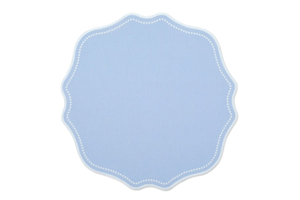 Blue Dotted White Linen Placemat, Set of 4