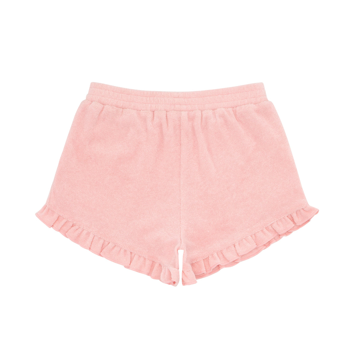 Girls Conch Pink Ruffle French Terry Shorts