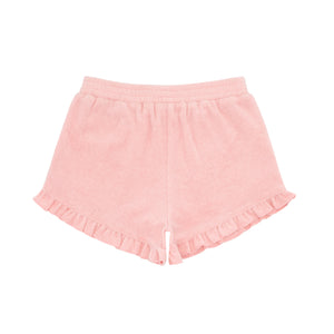 Girls Conch Pink Ruffle French Terry Shorts
