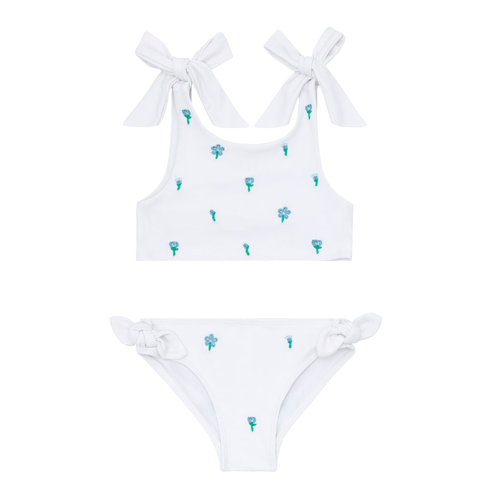 minnow x Fanm Mon Girls Coconut Grove White Tie Knot Bikini