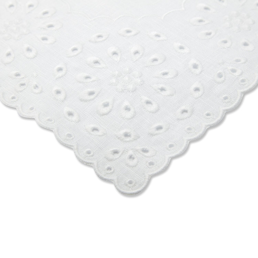 White Eyelet Dinner Napkins (4) green spring Chefanie