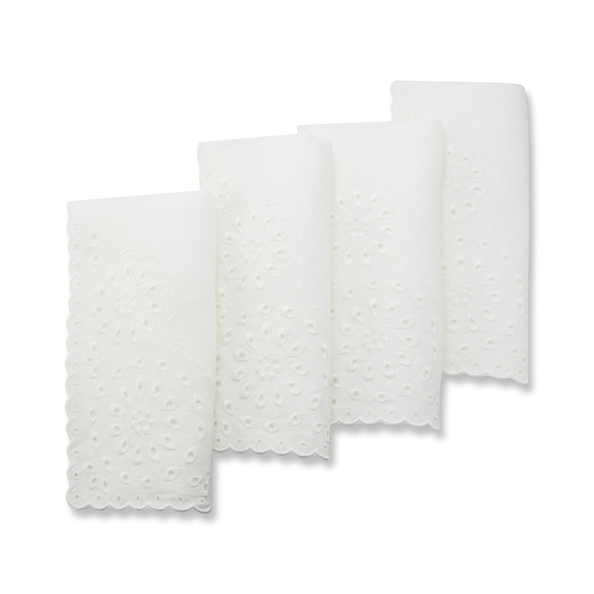 White Eyelet Dinner Napkins (4) green spring Chefanie
