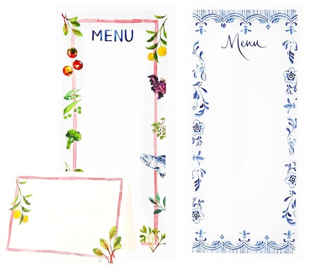 Up Your Dinner Party Game with These Beautifully Illustrated Menu and Place Card Sets