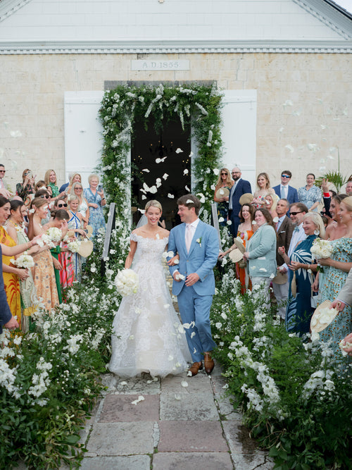 This Bride Started and Ended Her Spring Wedding Weekend in St. Barths in Oscar de la Renta Dresses