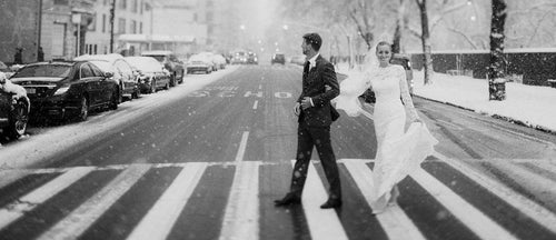 The First Snowfall of the Year Covered This New York Wedding in Winter White