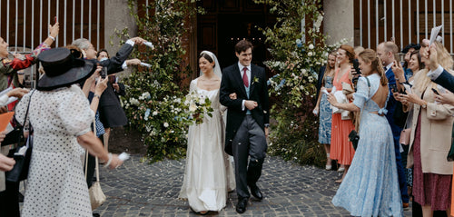 The Bride Wore Her Mother's Wedding Dress to Her Ceremony at the Basilica di San Lorenzo in Lucina