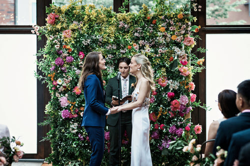 The Newlyweds Wore Hawaiian Wedding Leis To Say "I Do" in Brooklyn
