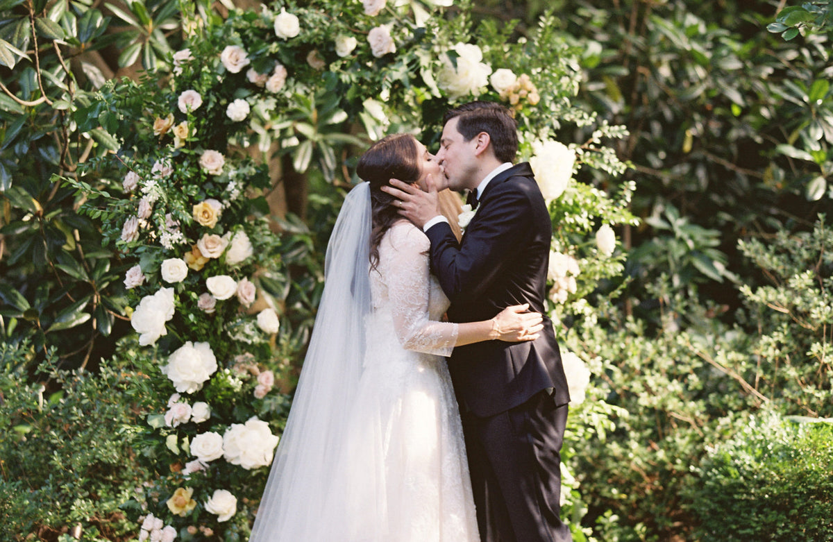 Bride Kate Steen Wore Monique Lhuillier's "Kate" Gown to Her Micro-Wedding in Charlotte