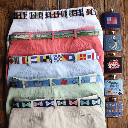 We Love Needlepoint! Enter to Win A Belt, Flask, and Cufflinks From One Of Our Favorite Brands