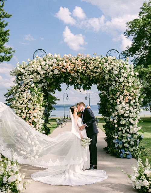Tate Green and New York Rangers Player Adam Fox’s Pastel-Filled Lakeside Wedding in Upstate New York