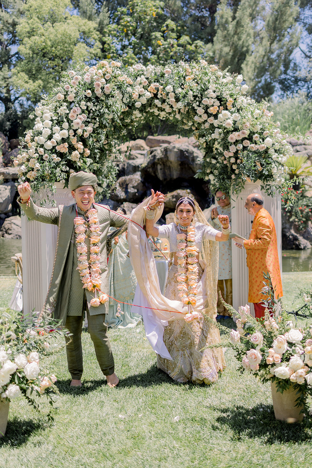 The Groom Designed Most of The Bride’s Indian Wedding Wardrobe For Their Nuptials in Westlake Village