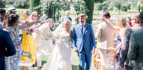 The Bride Wore Custom Amsale Down The Aisle at Her Scenic Midmorning Wedding at La Bastide de Marie