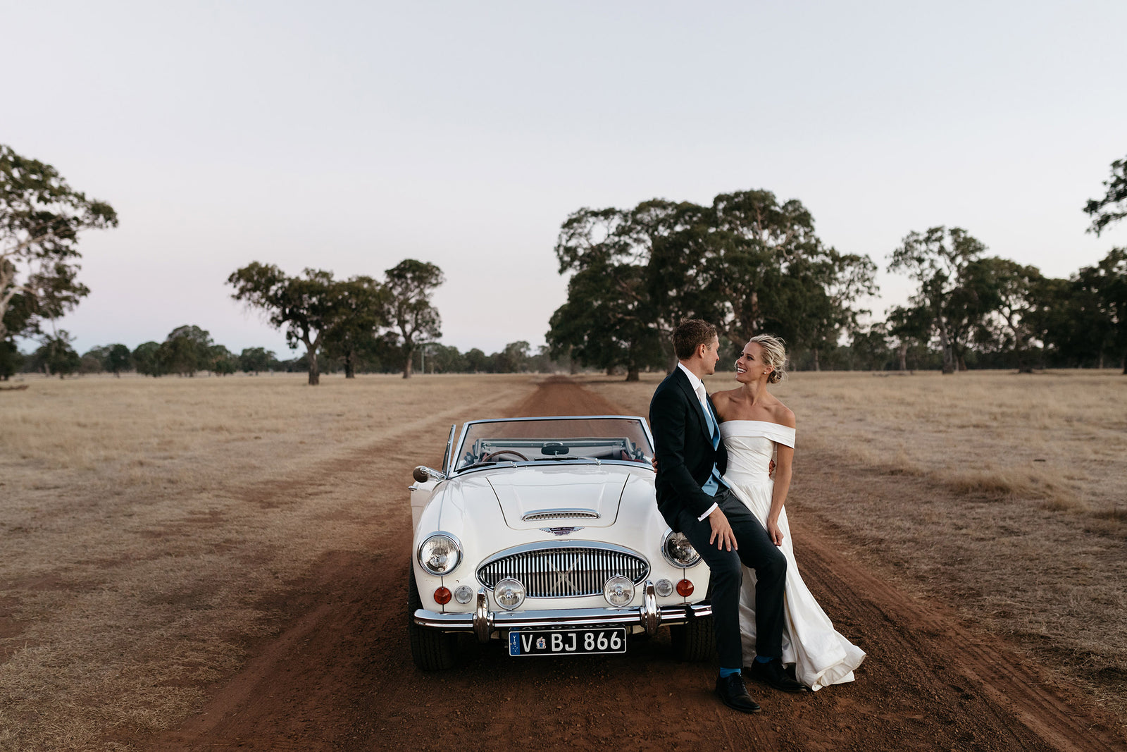 The Bride Got Behind The Wheel of a Vintage Austin Healey at This Australian Wedding