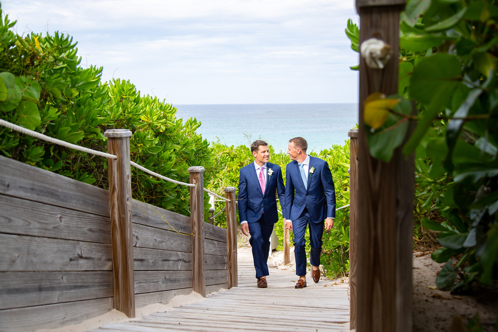 These Grooms Said “I Do” at a Poolside Ceremony on Harbour Island