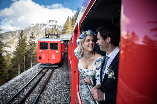 This Bride Wore Cara Cara's Beautiful Blue Hill Dress to Her Civil Ceremony in Chamonix