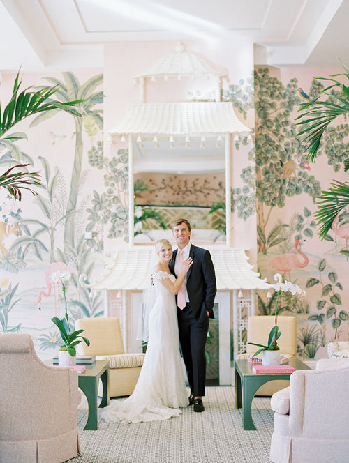 This Wedding Matched the Pink and Green Color Scheme of The Colony Hotel in Palm Beach
