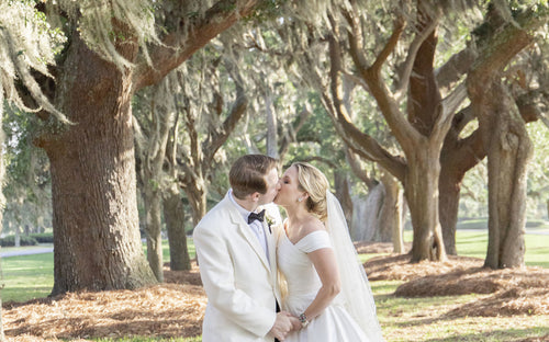 This Bride Wore Her Grandmothers' Veil and Pearl Bracelet to Her Elegant Wedding on Sea Island