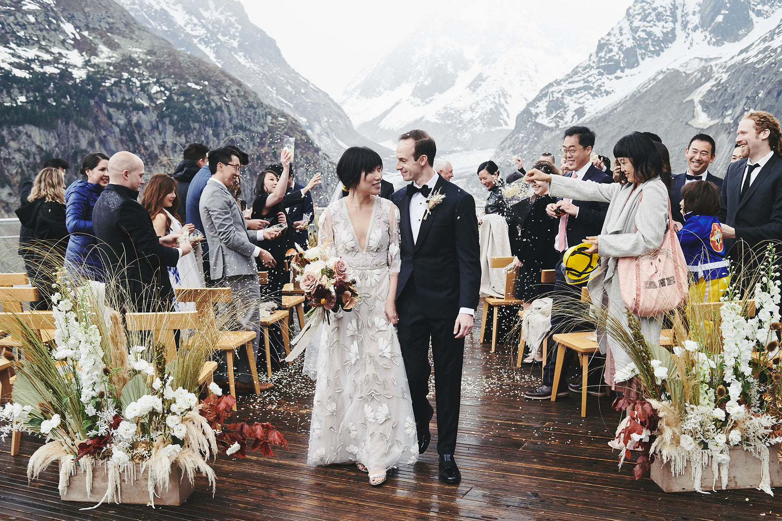 A Spring Wedding Perched on a Glacier at an Altitude of 6,280 Feet in the French Alps