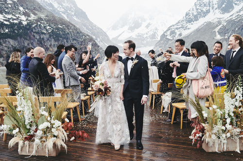 A Spring Wedding Perched on a Glacier at an Altitude of 6,280 Feet in the French Alps