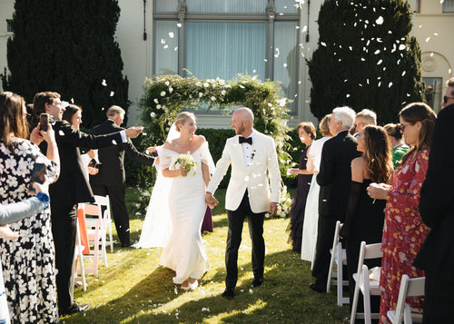 This Couple Said, "I Do," Under a Green Arch of White Gardenias and Garden Roses at Hotel Del Monte in Carmel