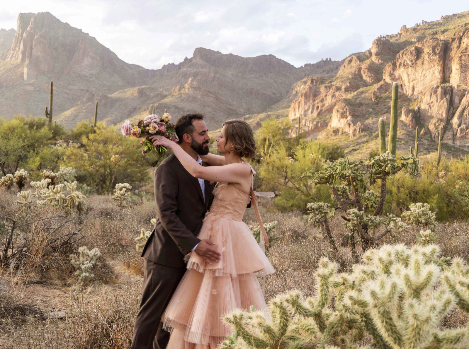The Bride Designed Custom Jewelry for All the Bridesmaids for Her Micro-Wedding in the Arizona Desert