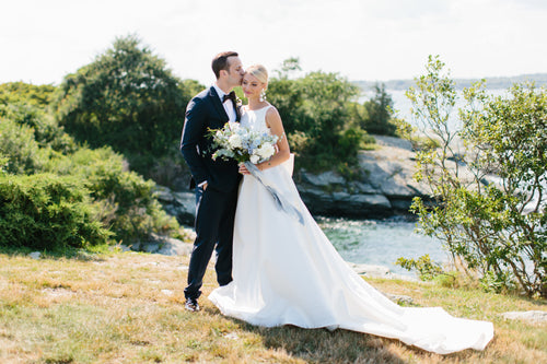 The Bride Wore a Classic Sareh Nouri Gown to Her Wedding at Castle Hill