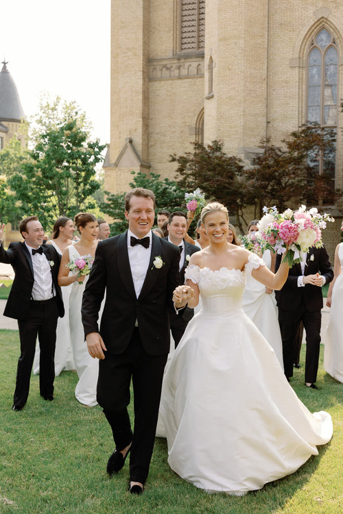 OTM Styled This Bride in One/Of and Alex Perry Looks For Her Wedding on Notre Dame's Campus