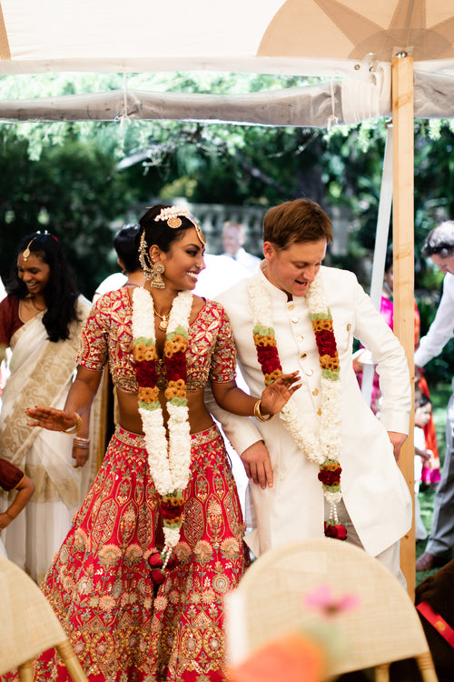 These Doctors Had a Traditional Hindu Ceremony Followed by a Colorful Slim Aarons-Inspired Wedding in Australia