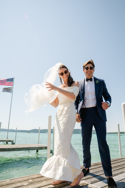 The Bride Wore an Over The Moon Exclusive Lesea Berry Dress to Her Wedding at Her Family's Cottage in Michigan