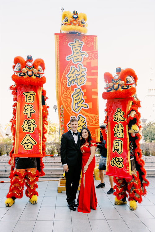 This Couple's Pugs Were Dressed Like Lion Dancers During Their Summer Cocktail Hour in San Francisco