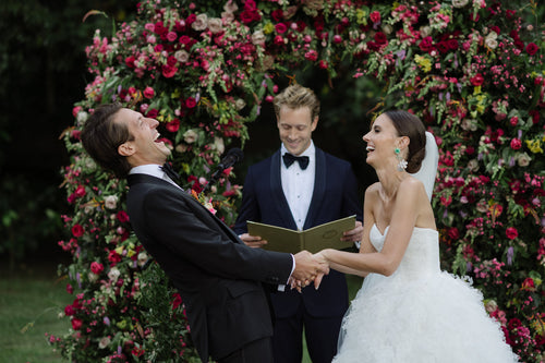 This Bride Describes Her Wedding’s Aesthetic as "Roman Holiday Meets 1960s Barbie Meets European Glamour"