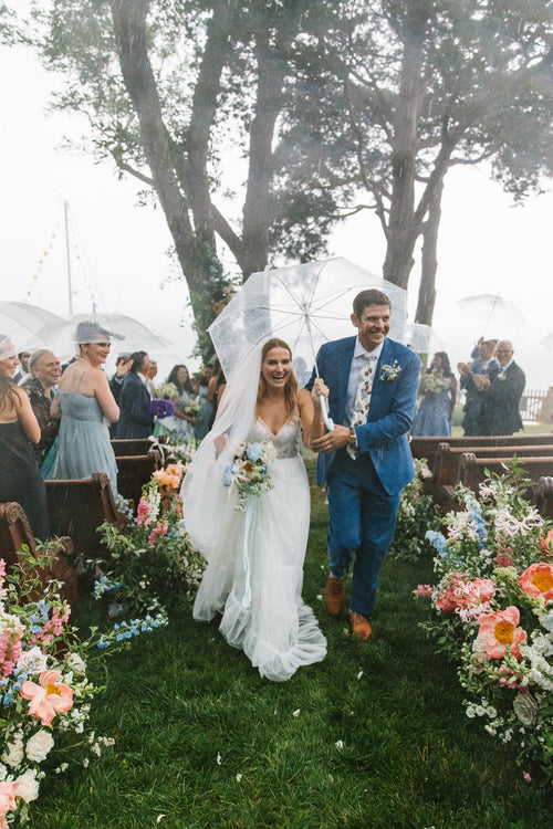 Rain During This Wedding Ceremony Only Energized Guests For The Reception at The Bride’s Family Home in Jamestown