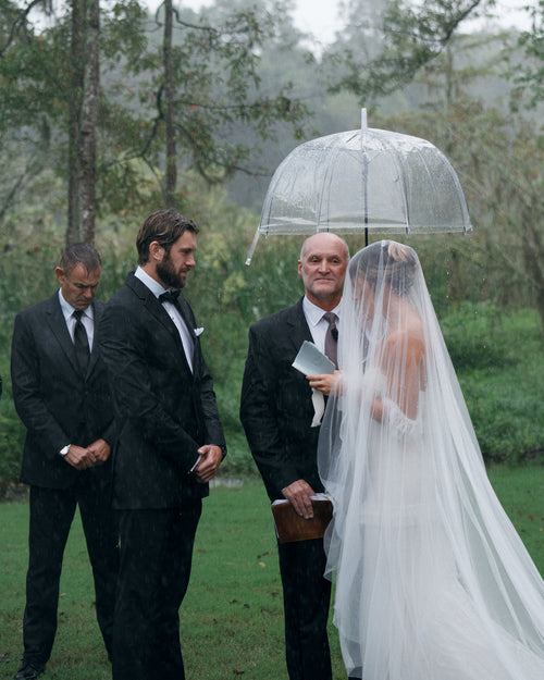 There Was a Heavy Downpour as Wedding Photographer Claire Hiller Walked Down The Aisle at Her Parents’ Home