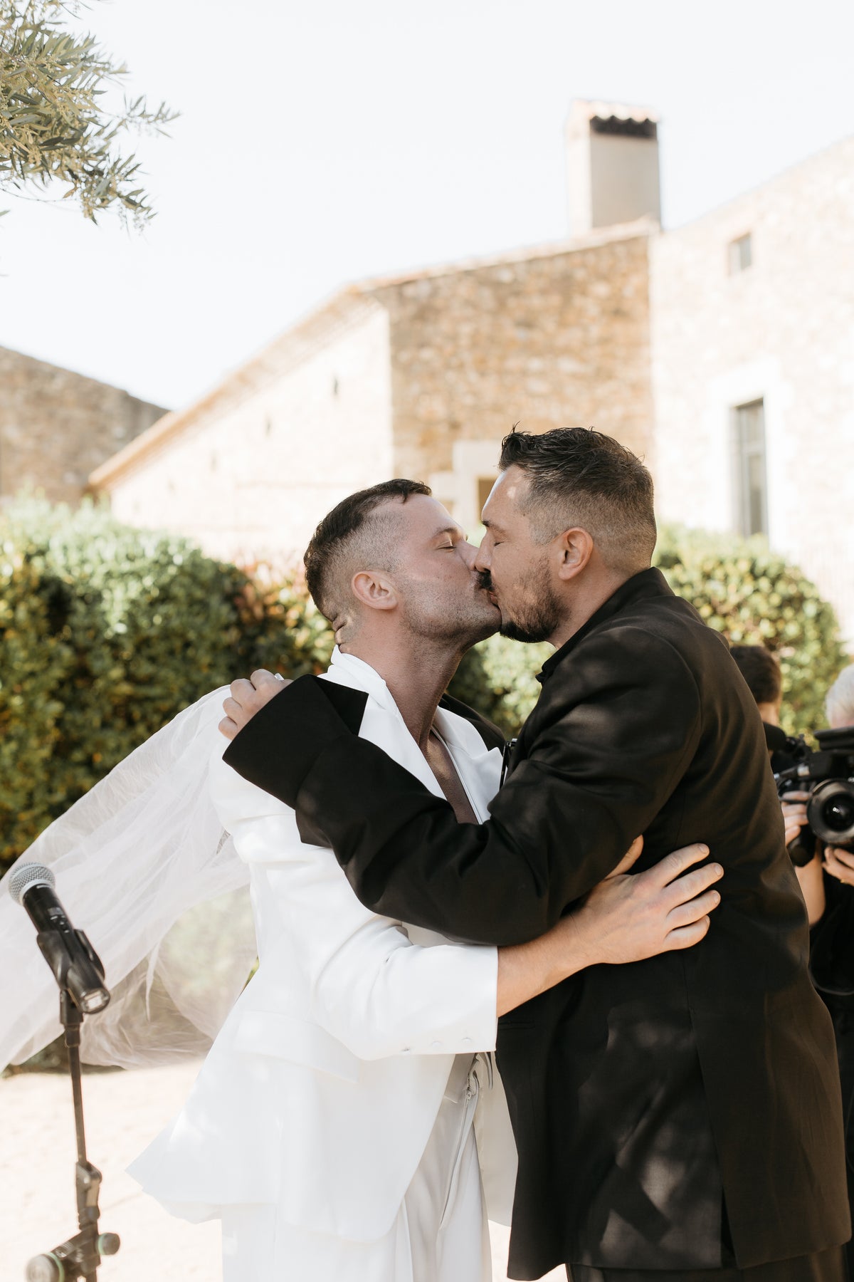 The Grooms Exchanged Rings With Their Birthstones During Their Wedding Ceremony at Castell d'Empordà