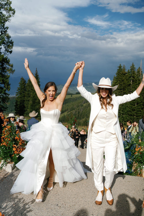 These Brides Describe Their Wedding Aesthetic as "Ralph Lauren Meets <i>Yellowstone</i>—But Make it a Little Gay"