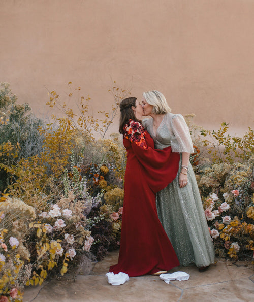 The Brides Wore Earth-Toned Dresses and Miron Crosby Boots to Their “Southwestern Chic” Wedding in Santa Fe