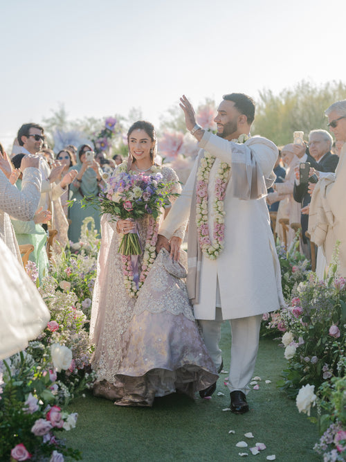 A Lilac-Hued Wedding with Pakistani Traditions in the Arizona Desert