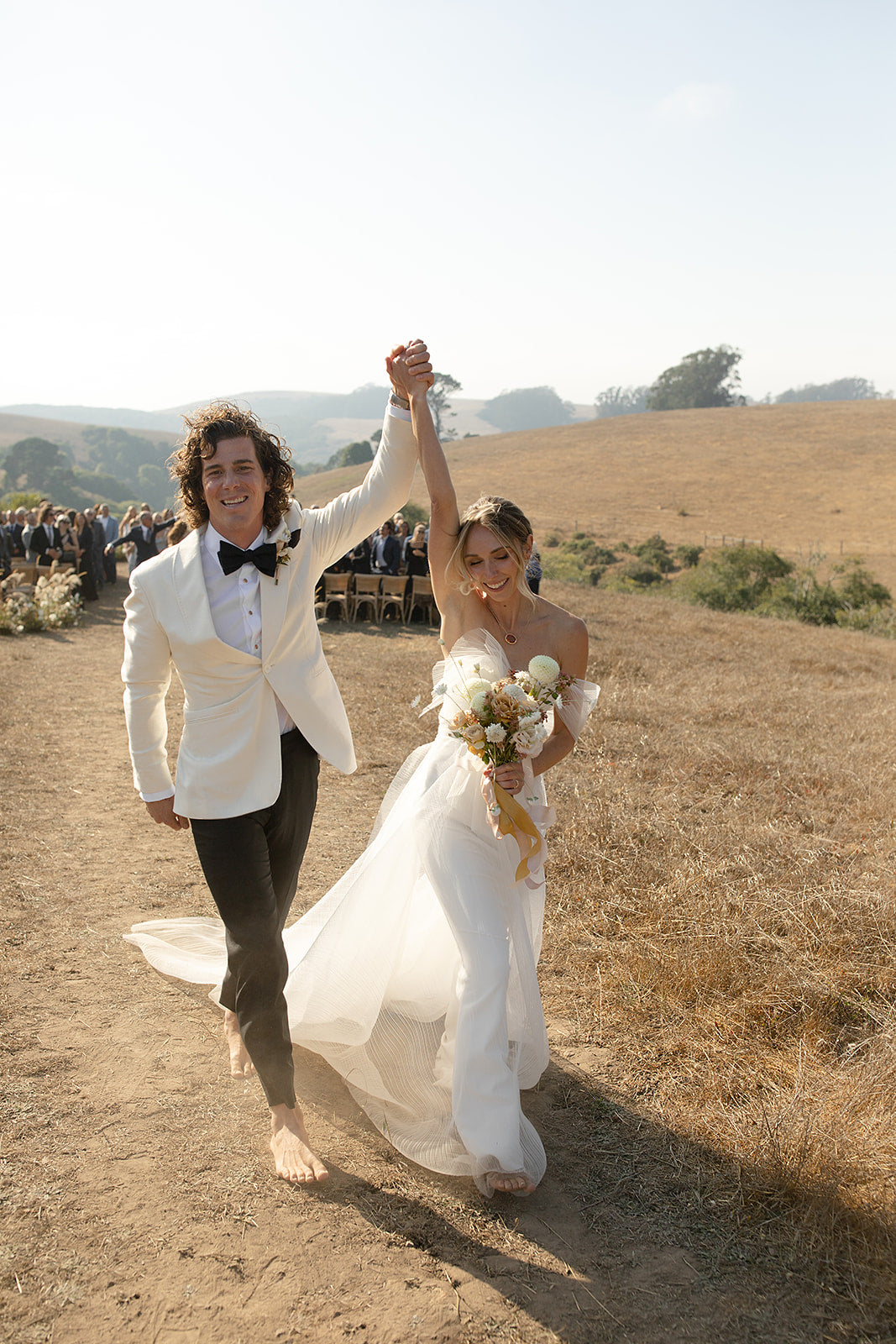 The Bride and Groom Exchanged Vows Barefoot at Their Ceremony in Tomales Bay
