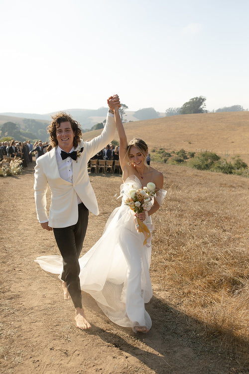 The Bride and Groom Exchanged Vows Barefoot at Their Ceremony in Tomales Bay
