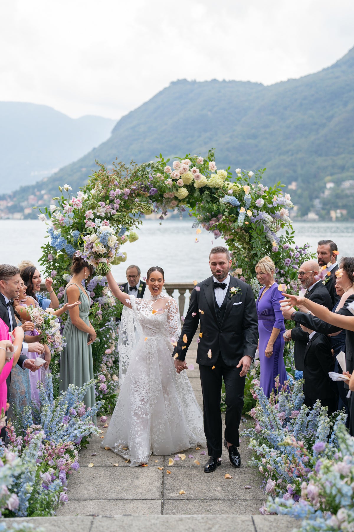 The Bride Wore Reem Acra's Celebration Dress Down The Aisle at Villa Pizzo