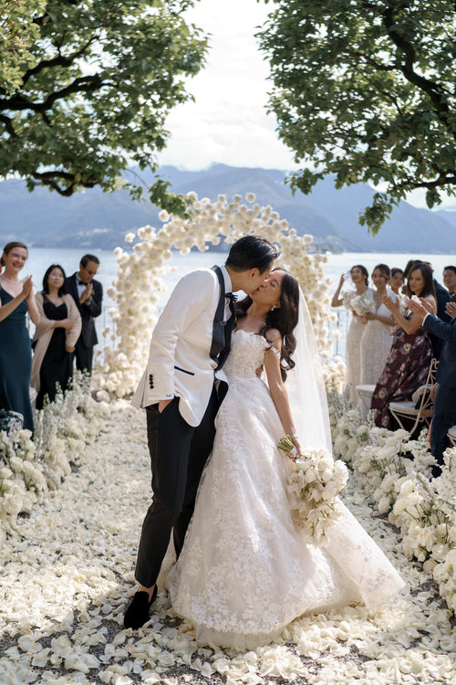 Katie Lee and DY Park's Classic Italian Wedding at Hotel Villa Cipressi Ended With a Surprise Fireworks Show