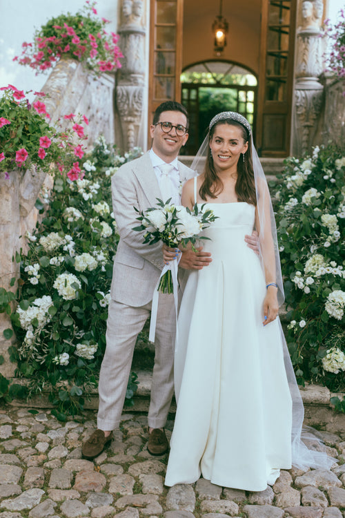 The Bride Wore Emilia Wickstead to Her "Balearic Chic" Wedding at Jardines de Alfabia in Mallorca