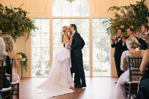 The Bride Wore Her Mother's Custom Veil Down the Aisle at Her Classically Refined Wedding in South Carolina