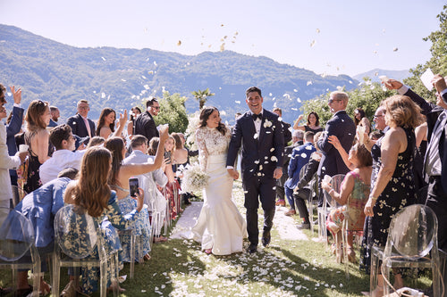 A Wedding in Lake Como with 1,000 Paper Cranes Scattered Around Villa Lario