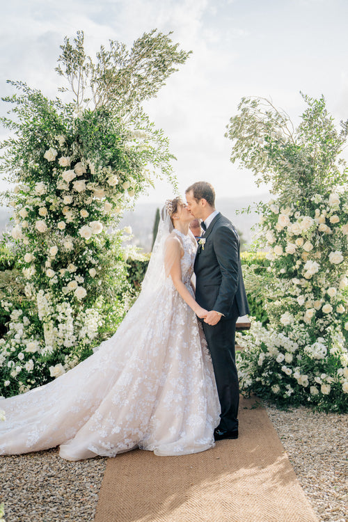 The Bride Wore a Custom Silvia Tcherassi Wedding Dress Down The Aisle at Villa Il Garofalo in Florence