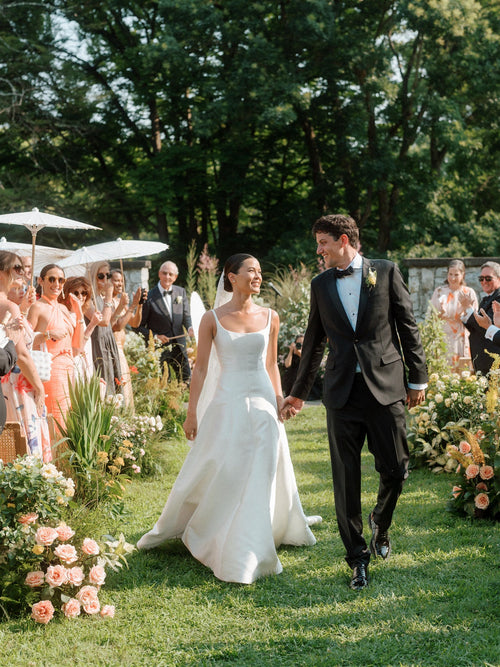 The Bride Walked Down The Aisle at Her Summer Wedding Dress That Nodded to Her Time as a Ballerina