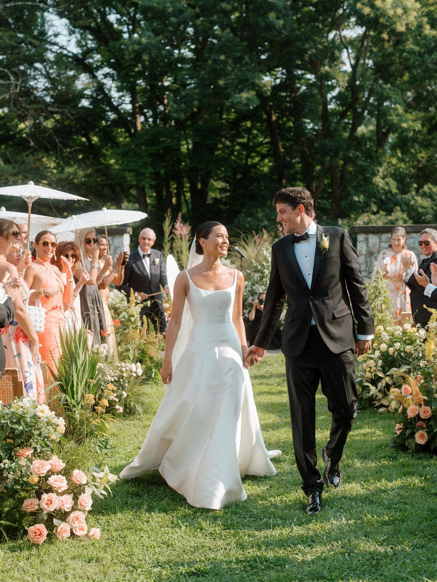 The Bride Walked Down The Aisle at Her Summer Wedding Dress That Nodded to Her Time as a Ballerina