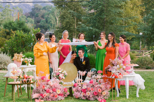The Bride Cut Her Hair Before The First Dance at Her Wedding in Los Angeles With Persian and Scottish Elements