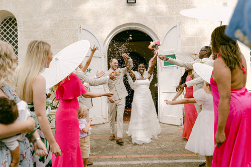 The Bride Wore Halfpenny London's Mayfair Dress to Her Intimate Wedding at Cobblers Cover Barbados